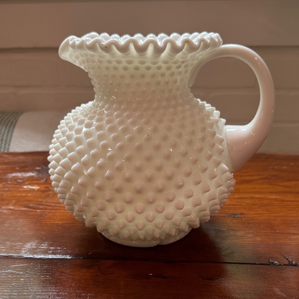 Vintage Fenton White Hobnail Picher
